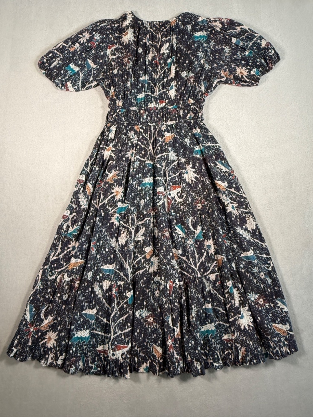 Ulla Johnson Dress Womens 6 Twilight Navy Floral Thelma Puff Sleeve Midi NWT - Picture 5 of 15